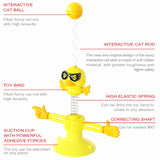 THN-06 Suction Cup Windmill Turntable Funny Cat Rod Spring Cat Toys, Yellow, Pink