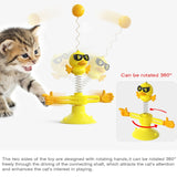 THN-06 Suction Cup Windmill Turntable Funny Cat Rod Spring Cat Toys, Yellow, Pink