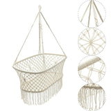 White Cotton Baby Garden Hanging Hammock Baby Cribs Cotton Woven Rope Swing Patio Chair Seat Bedding Baby Care 90*87*57cm, 90x87x57cm