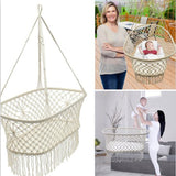 White Cotton Baby Garden Hanging Hammock Baby Cribs Cotton Woven Rope Swing Patio Chair Seat Bedding Baby Care 90*87*57cm, 90x87x57cm