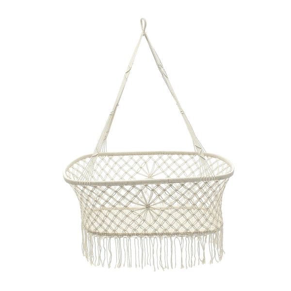 White Cotton Baby Garden Hanging Hammock Baby Cribs Cotton Woven Rope Swing Patio Chair Seat Bedding Baby Care 90*87*57cm, 90x87x57cm