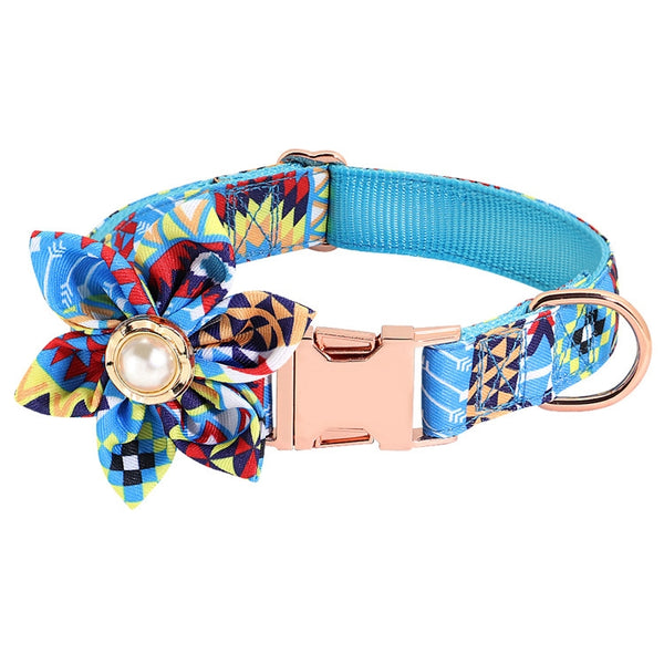 Pet Flower Adjustable Collar Metal Buckle Can be Engraved Dog Collar, Size:, XS 1.5x30cm, S 1.5x40cm, M 2.0x50cm, L 2.5x60cm