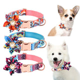 Pet Flower Adjustable Collar Metal Buckle Can be Engraved Dog Collar, Size:, XS 1.5x30cm, S 1.5x40cm, M 2.0x50cm, L 2.5x60cm