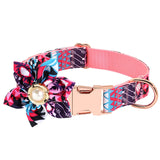 Pet Flower Adjustable Collar Metal Buckle Can be Engraved Dog Collar, Size:, XS 1.5x30cm, S 1.5x40cm, M 2.0x50cm, L 2.5x60cm