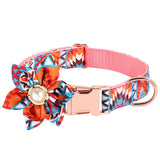 Pet Flower Adjustable Collar Metal Buckle Can be Engraved Dog Collar, Size:, XS 1.5x30cm, S 1.5x40cm, M 2.0x50cm, L 2.5x60cm