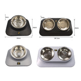 Pugga Pet Stainless Steel Anti-Slip Bowl Cat Dog Tilted Neck Feeder, Style:, Single Bowl Black, Single Bowl Silver Gray, Double Bowl Black, Double Bowl Silver Gray