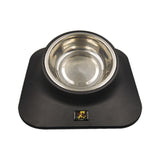 Pugga Pet Stainless Steel Anti-Slip Bowl Cat Dog Tilted Neck Feeder, Style:, Single Bowl Black, Single Bowl Silver Gray, Double Bowl Black, Double Bowl Silver Gray