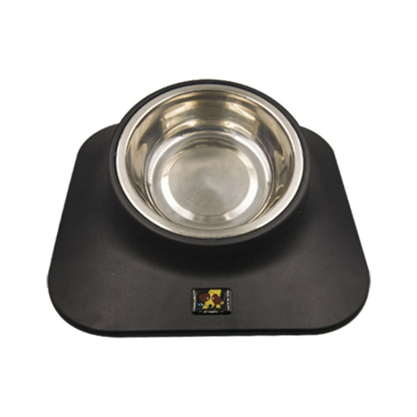 Pugga Pet Stainless Steel Anti-Slip Bowl Cat Dog Tilted Neck Feeder, Style:, Single Bowl Black, Single Bowl Silver Gray, Double Bowl Black, Double Bowl Silver Gray