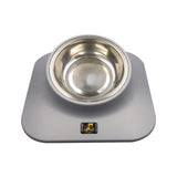 Pugga Pet Stainless Steel Anti-Slip Bowl Cat Dog Tilted Neck Feeder, Style:, Single Bowl Black, Single Bowl Silver Gray, Double Bowl Black, Double Bowl Silver Gray