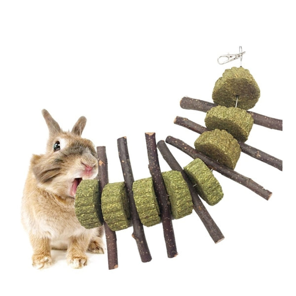 Rabbit Hamster Guinea Pig Grass Pie Apple Branch Molar Skewers, Hamster Molar Skewers