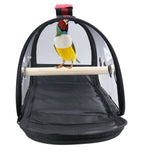 Transparent Ventilation With Wooden Standing Stick Bird Cage Small Pet Out Bag, S Bird Cage