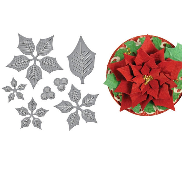 Layered Poinsettia Carbon Steel Knife Mold Children Puzzle Paper Cutting Knife Mold, Knife Shape