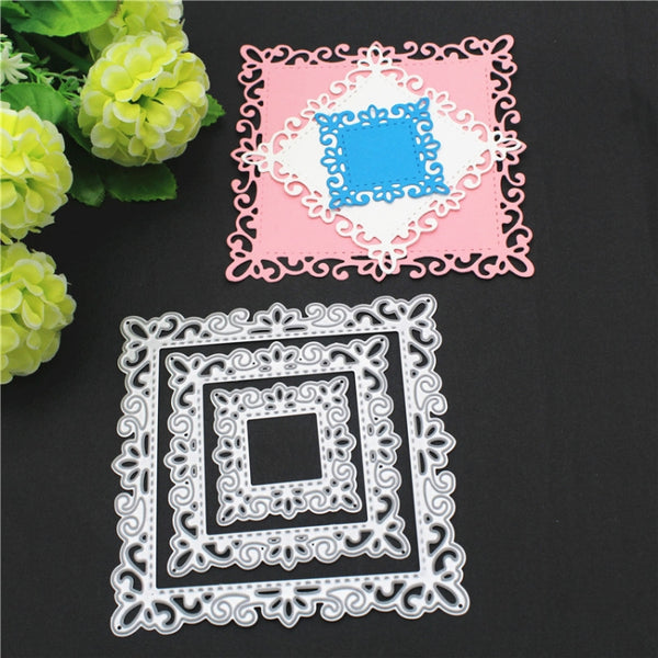 Square Lace Metal Hand Scrapbooking Embossing Cutting Die, Square Lace