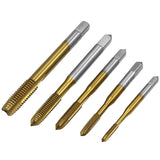 M3-M8 Titanium Plated Straight Slot Tap HSS Tapping Inner Thread Set, 5 In 1 / Set Thread Set