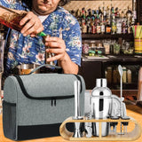 Travel Bartender Kit Bag  Bar Tool Storage Bag, 32.5 x 14.5 x 25.4cm