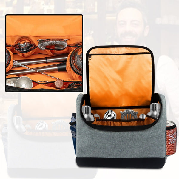 Travel Bartender Kit Bag  Bar Tool Storage Bag, 32.5 x 14.5 x 25.4cm