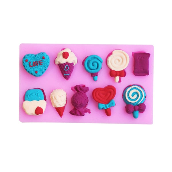 G114 Candy Lollipop Ice Cream Shape Silicone Mold Chocolate Biscuits Cake Decoration, G114