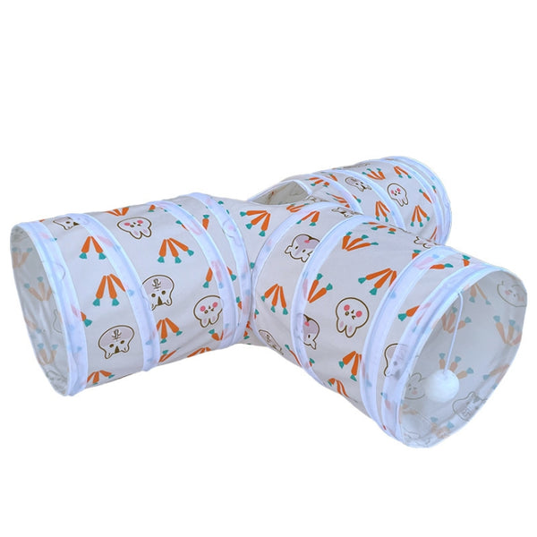 Foldable Rabbit Tunnel Suede Cat Three Exit Channel