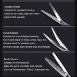 Pet Grooming Scissors Dog Cat Hair Trimming Haircutting Tools, Style:, Straight Shear, Teeth Shears, Curved Shears