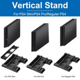 For PS4 / PS4 Slim / PS4 Pro Cooling Fan Stand Console Vertical Stand Cooler with Dual Controller Charger, JL-P1908