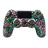 For PS4 Wireless Bluetooth Game Controller With Light Strip Dual Vibration Game Handle, White, Black, Red, Blue, Green, Rose Red, Letter, Line, Fire Ghost, Cartoon, Hulk, Skeleton, Gear, Lightning, Flame, Cloud, Burst, Wood Grain, Star Red