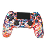 For PS4 Wireless Bluetooth Game Controller With Light Strip Dual Vibration Game Handle, White, Black, Red, Blue, Green, Rose Red, Letter, Line, Fire Ghost, Cartoon, Hulk, Skeleton, Gear, Lightning, Flame, Cloud, Burst, Wood Grain, Star Red