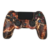 For PS4 Wireless Bluetooth Game Controller With Light Strip Dual Vibration Game Handle, White, Black, Red, Blue, Green, Rose Red, Letter, Line, Fire Ghost, Cartoon, Hulk, Skeleton, Gear, Lightning, Flame, Cloud, Burst, Wood Grain, Star Red