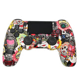 For PS4 Wireless Bluetooth Game Controller With Light Strip Dual Vibration Game Handle, White, Black, Red, Blue, Green, Rose Red, Letter, Line, Fire Ghost, Cartoon, Hulk, Skeleton, Gear, Lightning, Flame, Cloud, Burst, Wood Grain, Star Red