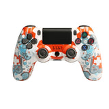 For PS4 Wireless Bluetooth Game Controller With Light Strip Dual Vibration Game Handle, White, Black, Red, Blue, Green, Rose Red, Letter, Line, Fire Ghost, Cartoon, Hulk, Skeleton, Gear, Lightning, Flame, Cloud, Burst, Wood Grain, Star Red