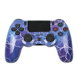 For PS4 Wireless Bluetooth Game Controller With Light Strip Dual Vibration Game Handle, White, Black, Red, Blue, Green, Rose Red, Letter, Line, Fire Ghost, Cartoon, Hulk, Skeleton, Gear, Lightning, Flame, Cloud, Burst, Wood Grain, Star Red