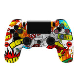 For PS4 Wireless Bluetooth Game Controller With Light Strip Dual Vibration Game Handle, White, Black, Red, Blue, Green, Rose Red, Letter, Line, Fire Ghost, Cartoon, Hulk, Skeleton, Gear, Lightning, Flame, Cloud, Burst, Wood Grain, Star Red