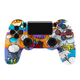 For PS4 Wireless Bluetooth Game Controller With Light Strip Dual Vibration Game Handle, White, Black, Red, Blue, Green, Rose Red, Letter, Line, Fire Ghost, Cartoon, Hulk, Skeleton, Gear, Lightning, Flame, Cloud, Burst, Wood Grain, Star Red