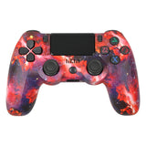 For PS4 Wireless Bluetooth Game Controller With Light Strip Dual Vibration Game Handle, White, Black, Red, Blue, Green, Rose Red, Letter, Line, Fire Ghost, Cartoon, Hulk, Skeleton, Gear, Lightning, Flame, Cloud, Burst, Wood Grain, Star Red