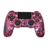 For PS4 Wireless Bluetooth Game Controller With Light Strip Dual Vibration Game Handle, White, Black, Red, Blue, Green, Rose Red, Letter, Line, Fire Ghost, Cartoon, Hulk, Skeleton, Gear, Lightning, Flame, Cloud, Burst, Wood Grain, Star Red