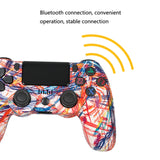 For PS4 Wireless Bluetooth Game Controller With Light Strip Dual Vibration Game Handle, White, Black, Red, Blue, Green, Rose Red, Letter, Line, Fire Ghost, Cartoon, Hulk, Skeleton, Gear, Lightning, Flame, Cloud, Burst, Wood Grain, Star Red