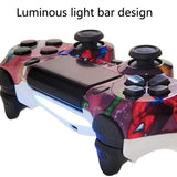 For PS4 Wireless Bluetooth Game Controller With Light Strip Dual Vibration Game Handle, White, Black, Red, Blue, Green, Rose Red, Letter, Line, Fire Ghost, Cartoon, Hulk, Skeleton, Gear, Lightning, Flame, Cloud, Burst, Wood Grain, Star Red