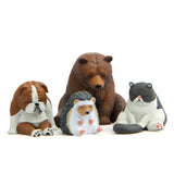 Warm Series Sitting Sleepy Zoo Figure Fridge Magnets, Brown Bear, Pug dog, Fat Cat, Hedgehog