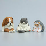 Warm Series Sitting Sleepy Zoo Figure Fridge Magnets, Brown Bear, Pug dog, Fat Cat, Hedgehog