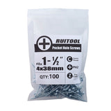 RUITOOL ST4 100pcs Woodworking Slant Hole Screws Half Tooth Self Tapping Phillips Bolt, 25mm, 32mm, 38mm, 50mm, 63mm