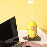 ICARER FAMILY V9 Small USB Plug-in Rocket Shape Jellyfish Fog Circle Night Light Humidifier, V9 (Yellow), V9 (White), V9 (Dark Green), V9 (Pink)