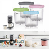 For Ninja NC299AMZ NC300 Ice Cream Storage Containers with Lids, 2 Cups, 4 Cups, 2 Cups+Spoon, 4 Cups+Spoon