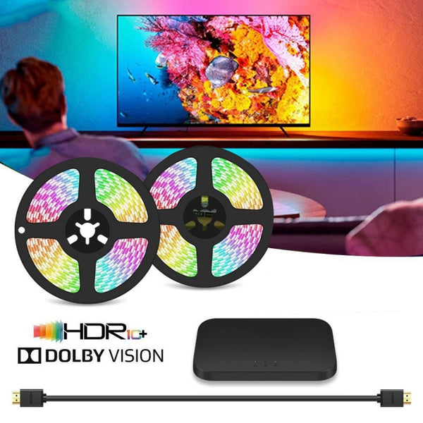 HDMI 2.0-PRO Smart Ambient TV Led Backlight Led Strip Lights Kit Work With TUYA APP Alexa Voice Google Assistant, 2 x 1m, 2 x 1.5m, 2 x 2m, 2 x 2.5m, 2 x 3m, 2 x 4m