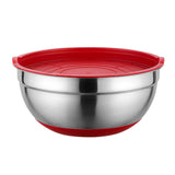 With Colorful Silicone Bottom & Lid Salad Bowl Stainless Steel Thickened Basin, 18cm, 20cm, 22cm, 24cm, 26cm, 28cm, 30cm