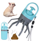 Six-claw Dog Pooper Scooper With Built-in Poop Bag Dispenser, Blue Gray