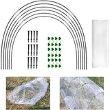 Garden Arched Shed Insect Mesh Set Flexible Stretchable Plants Protection Net, 2.5 x 6m, 2.5 x 10m, 18pcs Without Net, 30pcs Without Net