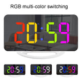 TS-8201 LED Digital Mirror Alarm Clock Big Screen Dual USB Desktop Table Clock, RGB Display White Shell, White Shell White Light, White Shell Red Light, Black Shell White Light, Black Shell Blue Light