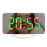 TS-8201 LED Digital Mirror Alarm Clock Big Screen Dual USB Desktop Table Clock, RGB Display White Shell, White Shell White Light, White Shell Red Light, Black Shell White Light, Black Shell Blue Light