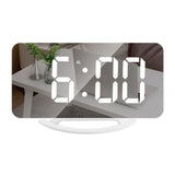 TS-8201 LED Digital Mirror Alarm Clock Big Screen Dual USB Desktop Table Clock, RGB Display White Shell, White Shell White Light, White Shell Red Light, Black Shell White Light, Black Shell Blue Light