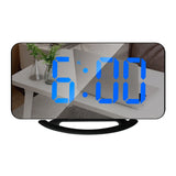 TS-8201 LED Digital Mirror Alarm Clock Big Screen Dual USB Desktop Table Clock, RGB Display White Shell, White Shell White Light, White Shell Red Light, Black Shell White Light, Black Shell Blue Light