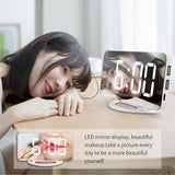 TS-8201 LED Digital Mirror Alarm Clock Big Screen Dual USB Desktop Table Clock, RGB Display White Shell, White Shell White Light, White Shell Red Light, Black Shell White Light, Black Shell Blue Light